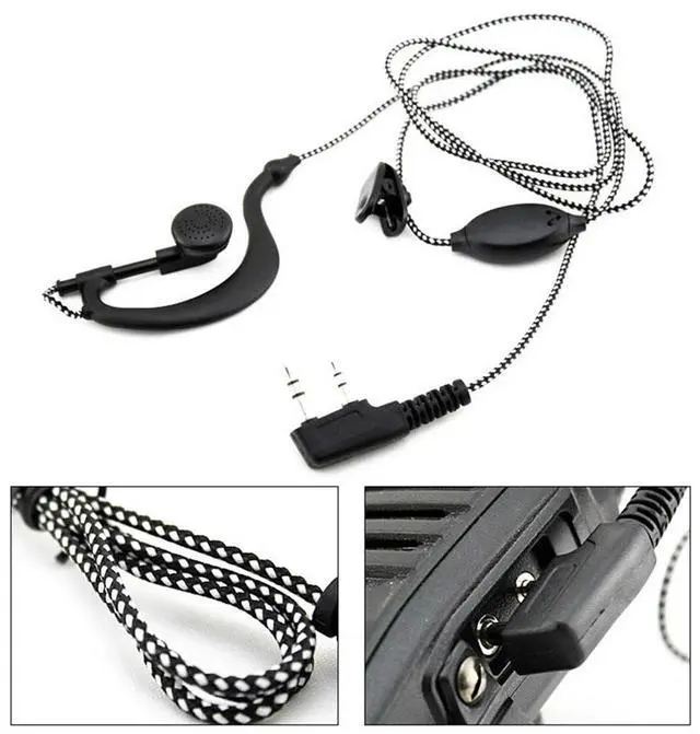 Main image of 2PIN Earpiece Headset Mic for Radio Security Walkie Talkie Ear Hook Earbud Interphone for UV5R