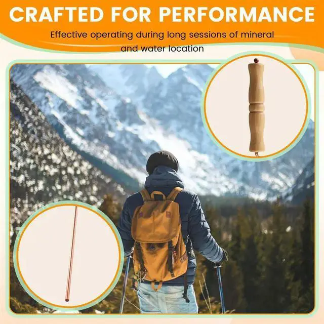 Alt view image 2 of 6 - Copper Dowsing Rods Kit For Divination Tool - Natural Wooden Handles Divining Rods