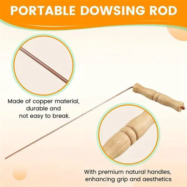 Main image of Copper Dowsing Rods Kit For Divination Tool - Natural Wooden Handles Divining Rods