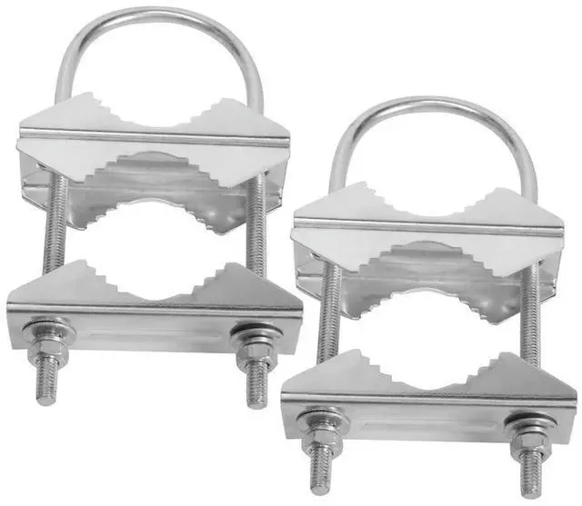 Alt view image 3 of 6 - Double Antenna Mast Clamp V-Jaw Bracket U Bolts Pipe Mounting Hardware 2 Sets for Antenna TV Antenna
