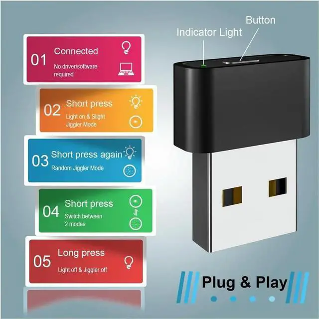 Main image of USB Mouse Jiggler Undetectable Mouse Mover Anti Computer Hibernation Mobile Cursor with Separate Mode and on/OFF
