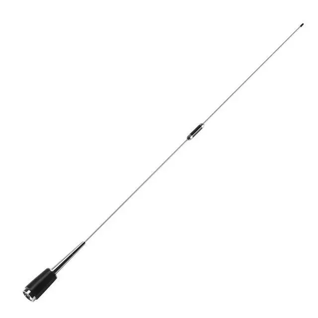 Alt view image 2 of 3 - Details of the silver UHF 400-470 MHz 200W 5.5dB SL-16 PL-259 mobile car radio antenna