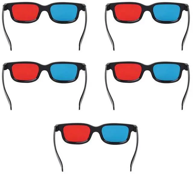 Alt view image 2 of 3 - 5Pcs Black Frame Red Blue 3D Glasses 3D Dimensional Home Theater Glasses for Dimensional Anaglyph Movie TV Game Video