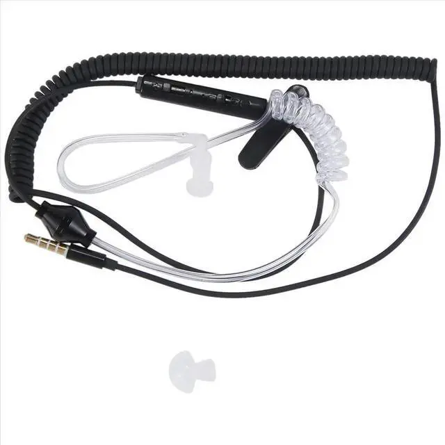 Alt view image 2 of 6 - Single Side Earphone In-Ear Stereo Mono Earbud Headphones Noise Isolating Earbuds with Mic Spring Coil Reinforced Cord