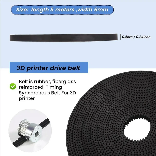 Main image of 5 Meters timing belt width 6mm Fit for RepRap Mendel Rostock Prusa -6mm Belt
