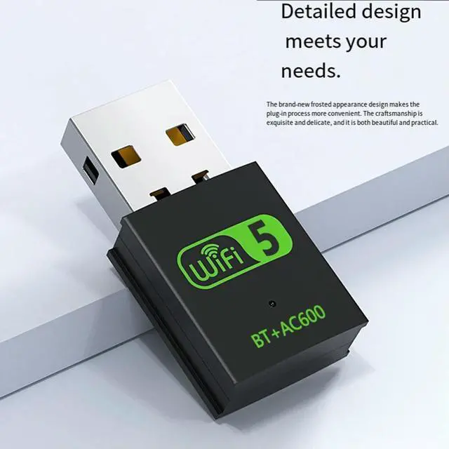 Main image of 2 in 1 USB Bluetooth Adapter 600Mbps Dual Band 2.4G/5GHz Wi-Fi 5 Dongle High-Speed Network Card for Laptop