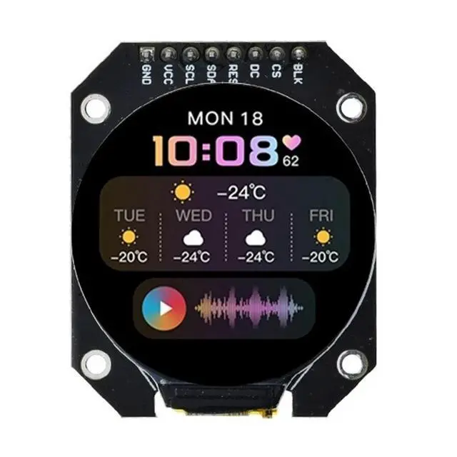 Alt view image 2 of 6 - TFT Display 1.28 Inch TFT LCD Display Module Round RGB 240x240 GC9A01 Driver 4 Wire SPI Interface 240x240