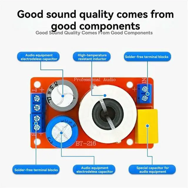 Main image of 80W Audio Speaker Crossover High Low Two-Way Audio Crossover Home Speakers Filter for Center Bookshelf Speaker