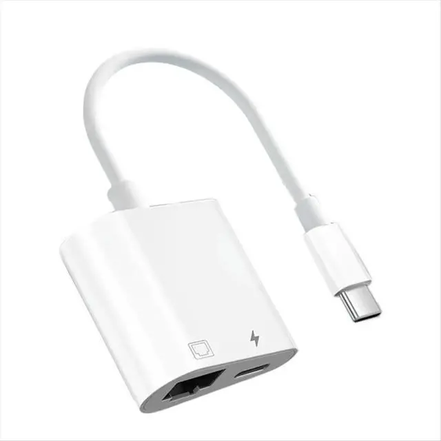 Alt view image 2 of 6 - USB C to RJ45 Lan Adapter 100Mbps Network Card Hub with Type C Charging for TV Box PC Laptop Phone Connect Ethernet
