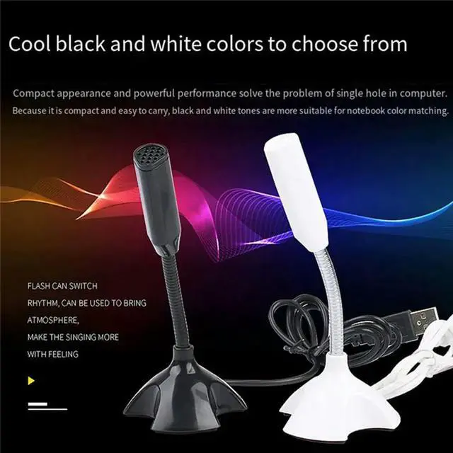 Alt view image 2 of 6 - USB Laptop Microphone Voice Mic High Sensitivity Mini Studio Speech Mic Stand with Holder Gaming Conference for PC,Black