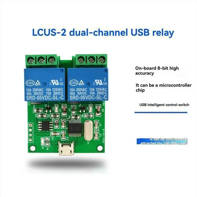 Alt view image 3 of 3 - LCUS-2 Type 2 Way USB Relay Module USB ligent Control Switch Computer Serial Port USB Control Relay