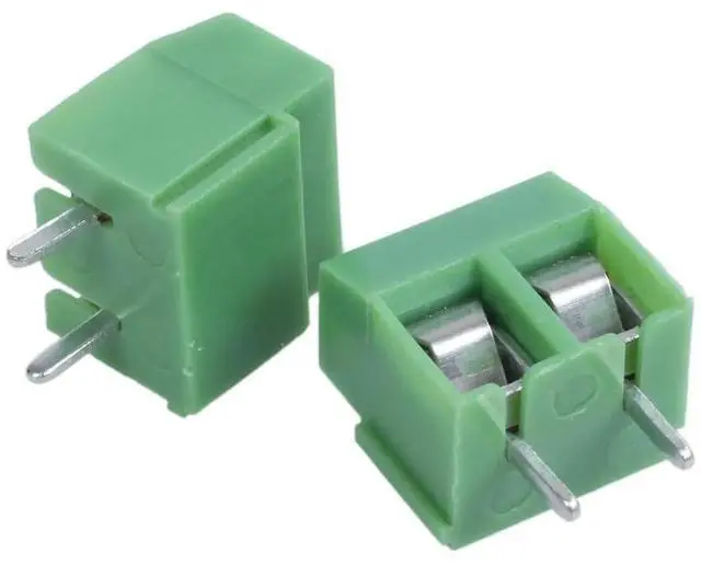 Main image of 50 Pieces 2 Pin 5 mm Pinch PCB Mount Terminal Block Connector 300V 10A (Green)