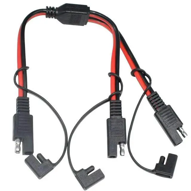Alt view image 2 of 3 - SAE Splitter Adapter 14AWG SAE DC Power Automotive Connector Cable Y Splitter 1 to 2 SAE Extension Cable with Cover