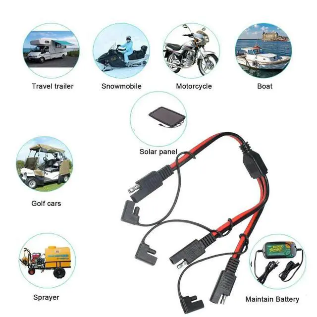 Alt view image 3 of 3 - SAE Splitter Adapter 14AWG SAE DC Power Automotive Connector Cable Y Splitter 1 to 2 SAE Extension Cable with Cover