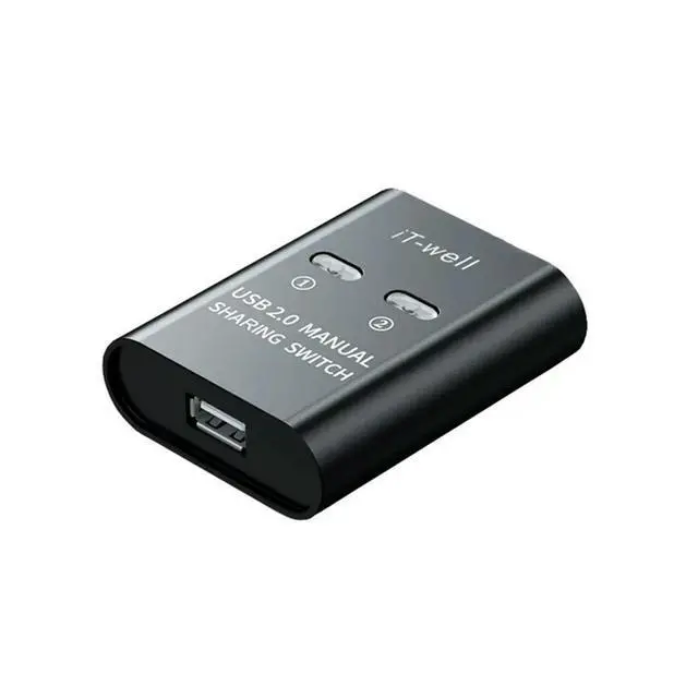 Alt view image 2 of 3 - USB Printer Switch HUB 2 Port Printing Switcher Box 2 Input 1 Output Cable Splitter for 2 Computers Share Printer Black