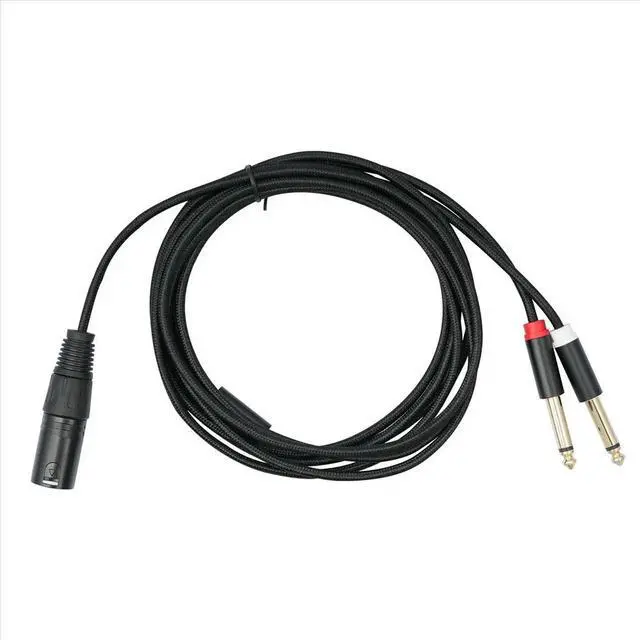 Alt view image 2 of 3 - XLR Male to Dual 6.35mm Plug Audio Microphone Cable Microphone Cable Adapter Y-Splitter 1m