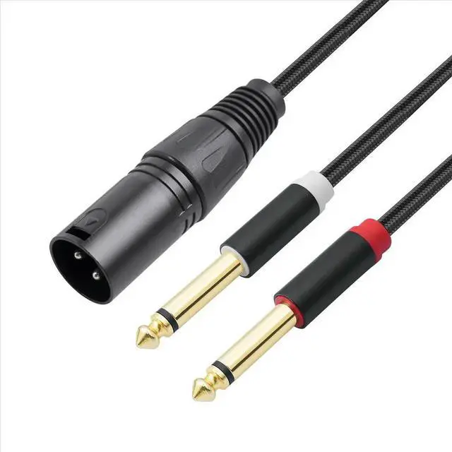 Alt view image 3 of 3 - XLR Male to Dual 6.35mm Plug Audio Microphone Cable Microphone Cable Adapter Y-Splitter 1m