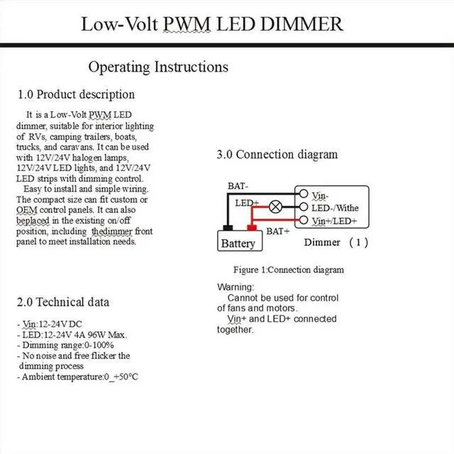 Main image of Universal Dimmer Switch 12-24V Low Voltage Light Strip Dimmer for LED RV Lights Interior, Truck Ceiling Lights Strip