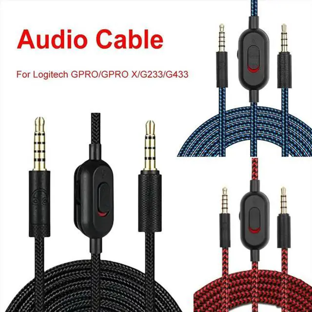 Alt view image 3 of 6 - 2M Replacement Audio Cable for GPRO X, G233, G433 Headphones Includes Volume Control and Mute Function Red