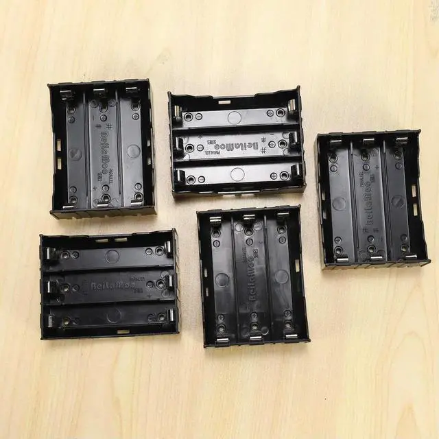 Main image of 5 Pcs Black Plastic 3 x 3.7V Batteries 6 Pin Holder Case