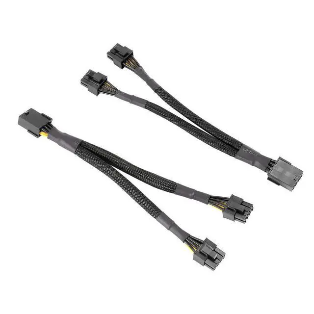 Alt view image 2 of 6 - 2PCS GPU PCIe 8 Pin Female to Dual 2X 8 Pin (6+2) Male PCI Express Power Adapter Braided Y-Splitter Extension Cable,20cm