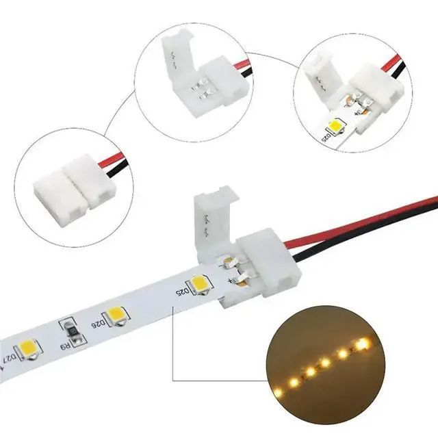 Alt view image 3 of 6 - 50Pcs LED Tape Connector 2Pin LED Strip Accessories Connectors 8Mm for 2835 3528 5050 5730 5630 SMD LED Strip
