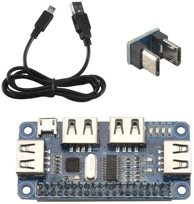 Alt view image 2 of 6 - 4 Ports USB HUB HAT For 3 / 2 / Zero W Extension Board USB To UART For Serial Debugging Compatible With USB2.0/1.1