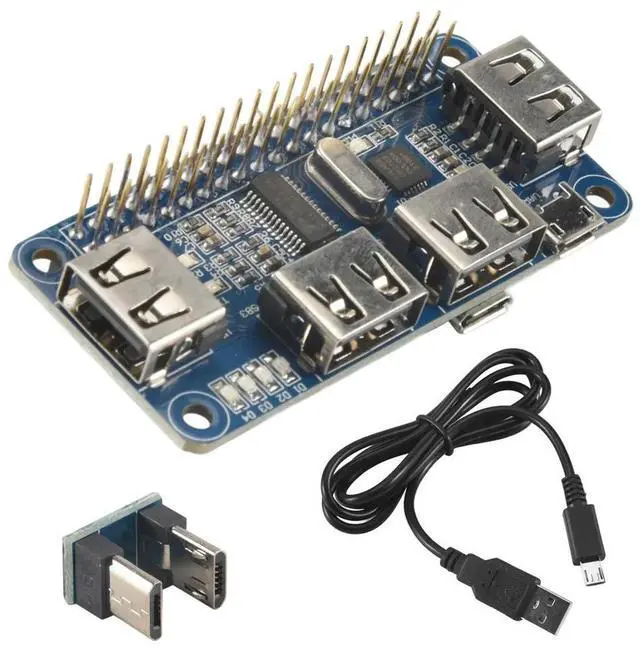 Alt view image 3 of 6 - 4 Ports USB HUB HAT For 3 / 2 / Zero W Extension Board USB To UART For Serial Debugging Compatible With USB2.0/1.1