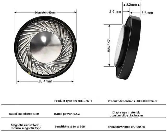 Alt view image 3 of 3 - 40MM Headphones Speaker Unit 32 Ohm Titanium Diaphragm Drivers over Ear Headphones Speakers