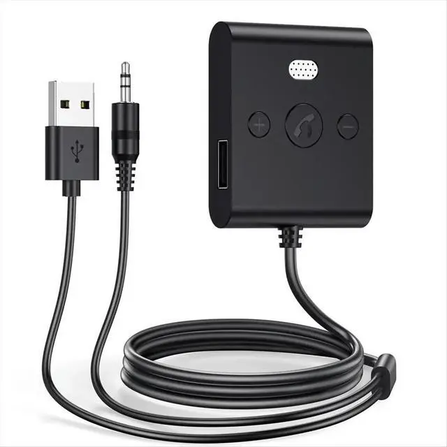 Alt view image 2 of 3 - Bluetooth 5.4 AUX Car Adapter Wtih Mic 3.5MM USB U-Disk Stereo Audio Receiver Car Kit Handsfree Calls Music