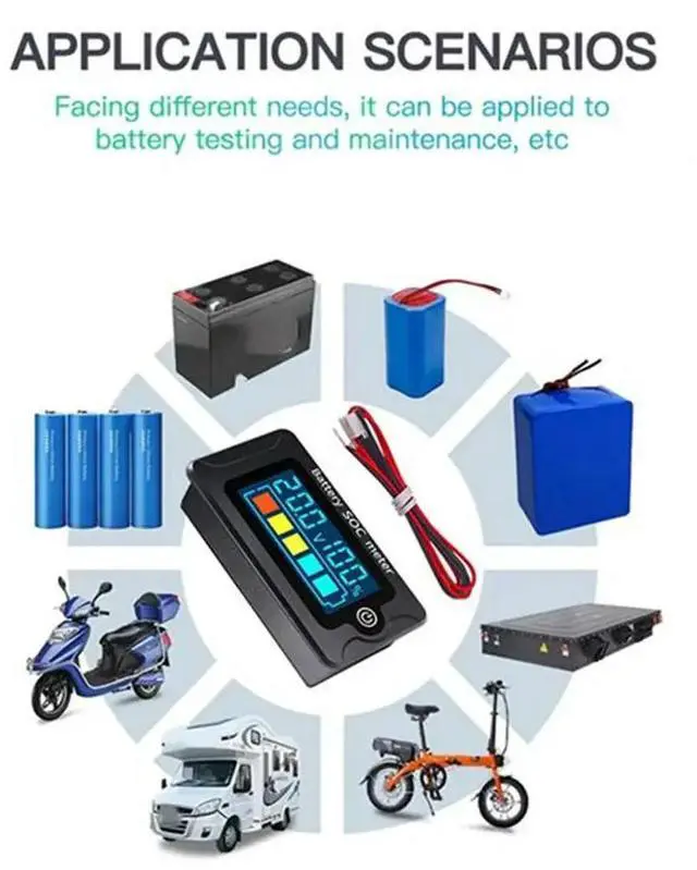 Main image of PZEM-00 Waterproof Digital LCD Voltmeter Capacity Tester Voltage Indicator DC8-100V 12V 24V 36V 48V 72V