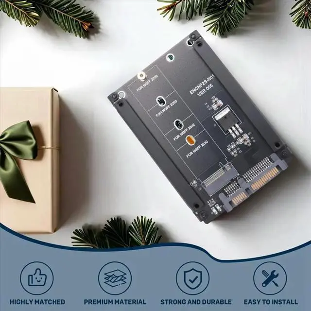 Alt view image 2 of 6 - Black Case B+M Socket 2 M.2 NGFF (SATA) SSD to 2.5 SATA Adapter for 2230/2242/2260/2280mm M2 SSD