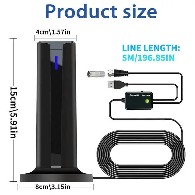 Alt view image 3 of 3 - 6000 Miles 25DBI Digital Antenna for TV Indoor with -Stick Base, 360°&Long Range Reception 4k 1080p for Local