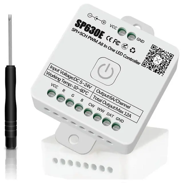 Alt view image 2 of 3 - SP630E Bluetooh LED Controller Support PWM Single Color CCT RGB RGBW RGBCCT and SPI TTL IC Chip LED Strip Light