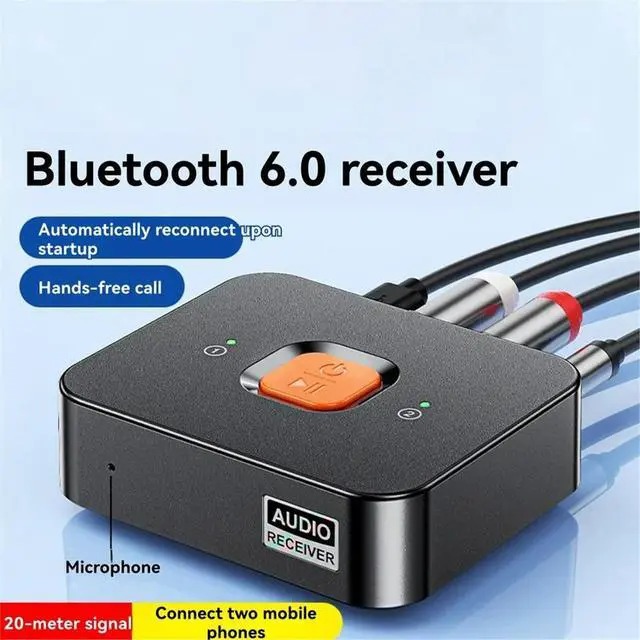 Alt view image 3 of 6 - Bluetooth 6.0 Adapter Audio Transmitter Receiver 3.5MM AUX Hifi Music Stereo Sound Audio Receiver