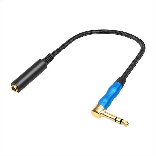 Main image of Right Angle 6.35mm TRS Stereo Male to Female Audio Cable,Guitar Extension Cable Cord for Amplifiers,Headphone 100cm
