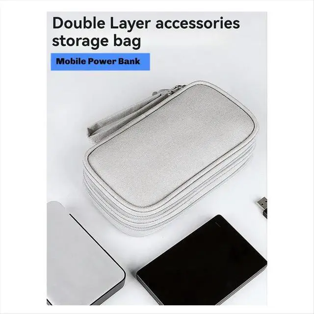 Alt view image 3 of 6 - Double-Deck Bag for Digital Products-Travel Organizer for USB Cables, Headsets & Accessories Black