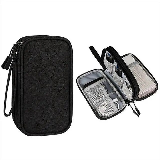 Main image of Double-Deck Bag for Digital Products-Travel Organizer for USB Cables, Headsets & Accessories Black