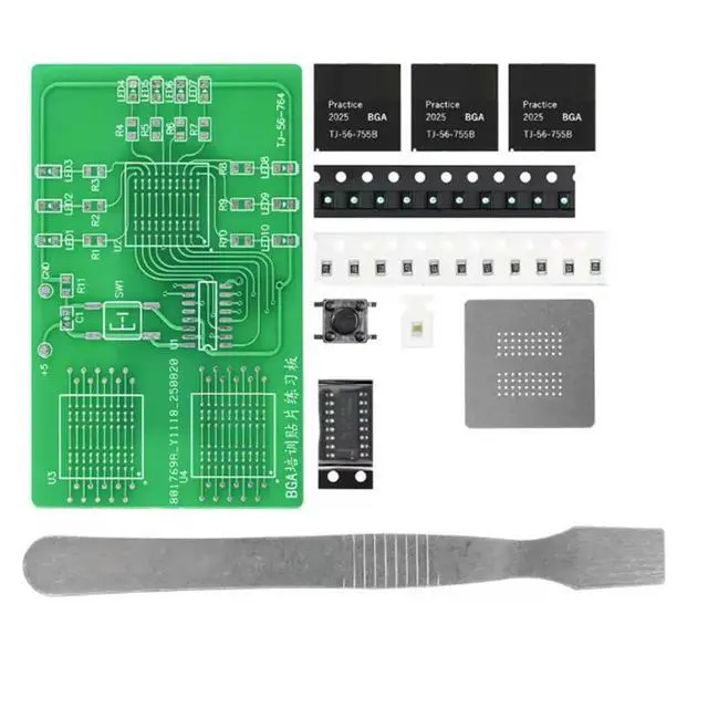 Alt view image 3 of 3 - BGA Chip Training Teaching Experiment Soldering Practice Board SMD LED Flowing Light Assembly Kit A