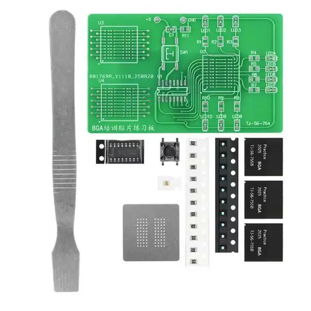 Alt view image 2 of 3 - BGA Chip Training Teaching Experiment Soldering Practice Board SMD LED Flowing Light Assembly Kit A
