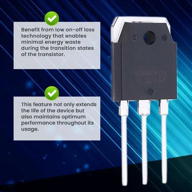 Main image of 5PCS 40N60FD2 SGT40N60FD2 SGT40N60FD2PN 40A 600V Transistor TO-3P - High Efficiency & Fast Switching