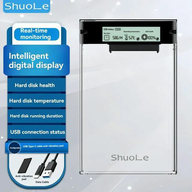 Alt view image 3 of 3 - USB3.2 External HDD Case 5Gbps 2.5 Inch Hard Disk Case Type-C SSD Enclosure SATA HDD SSD Case for Laptop PC