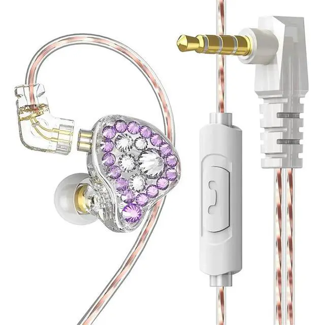 Alt view image 2 of 3 - Q2 PRO HiFi Wired Earphone Face Shiny Headphones with MIC Detachable in-Ear Stereo Earbuds