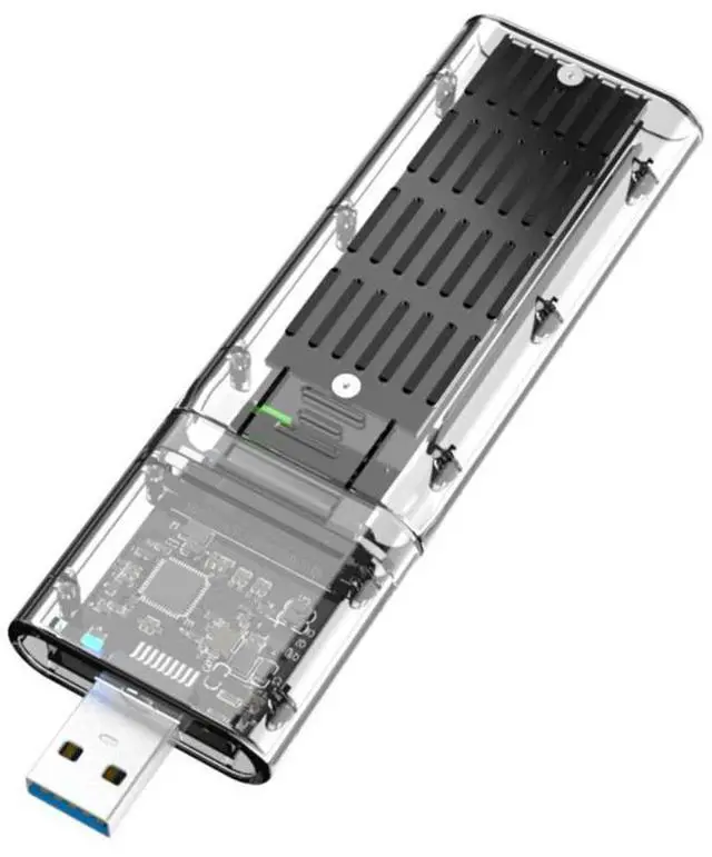 Alt view image 2 of 3 - External M.2 NGFF SATA SSD Enclosure High Speed USB3.0 Gen1 5Gb/S Transparent SATA SSD Hard Drive Case for PC