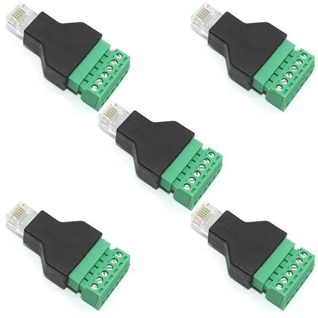 Alt view image 2 of 3 - 5 Pcs RJ12 Male to 6 Pins Screw Terminal Block Adapter for Cat3 Handset Cable Extension RJ12 6P6C Modular Connectors