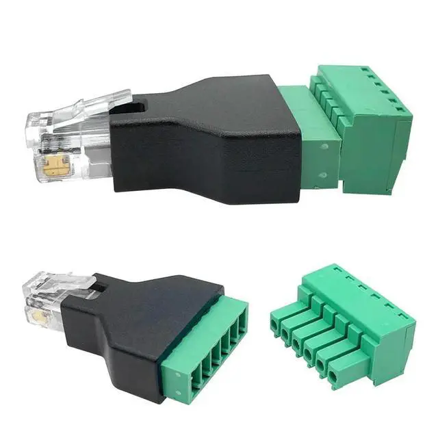 Alt view image 3 of 3 - 5 Pcs RJ12 Male to 6 Pins Screw Terminal Block Adapter for Cat3 Handset Cable Extension RJ12 6P6C Modular Connectors