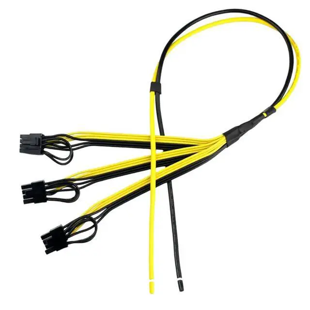 Alt view image 2 of 3 - Power Supply Cable 6+2 Pin Card Line 1 to 3 6pin + 2pin Adapter Cable 12AWG+18AWG Splitter Wire for Miner Mining BTC