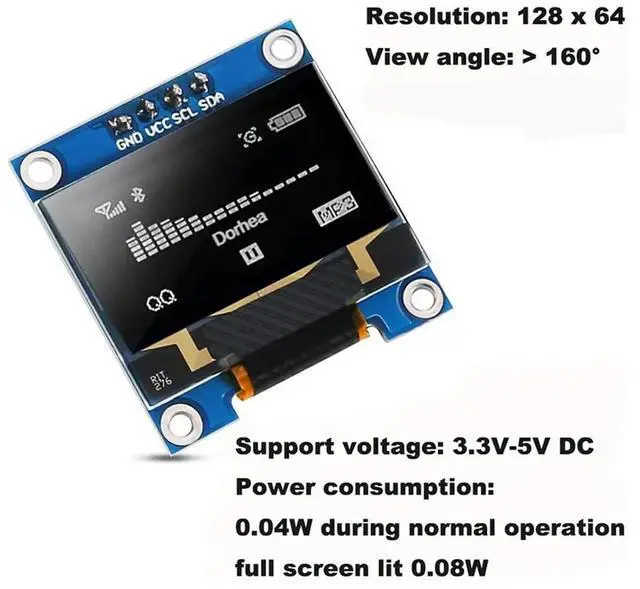 Main image of 4pcs 0.96 Inch OLED Display Module 128x64 IIC Self- Screen Board White for