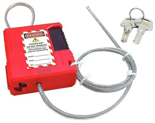 Main image of Lockout Tagout Cable Lock - 3.3Ft Adjustable Cable Lock, Steel Cable Lock With Vinyl Coating, Loto-Cable