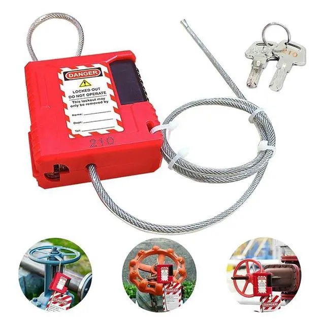 Alt view image 2 of 3 - Lockout Tagout Cable Lock - 3.3Ft Adjustable Cable Lock, Steel Cable Lock With Vinyl Coating, Loto-Cable